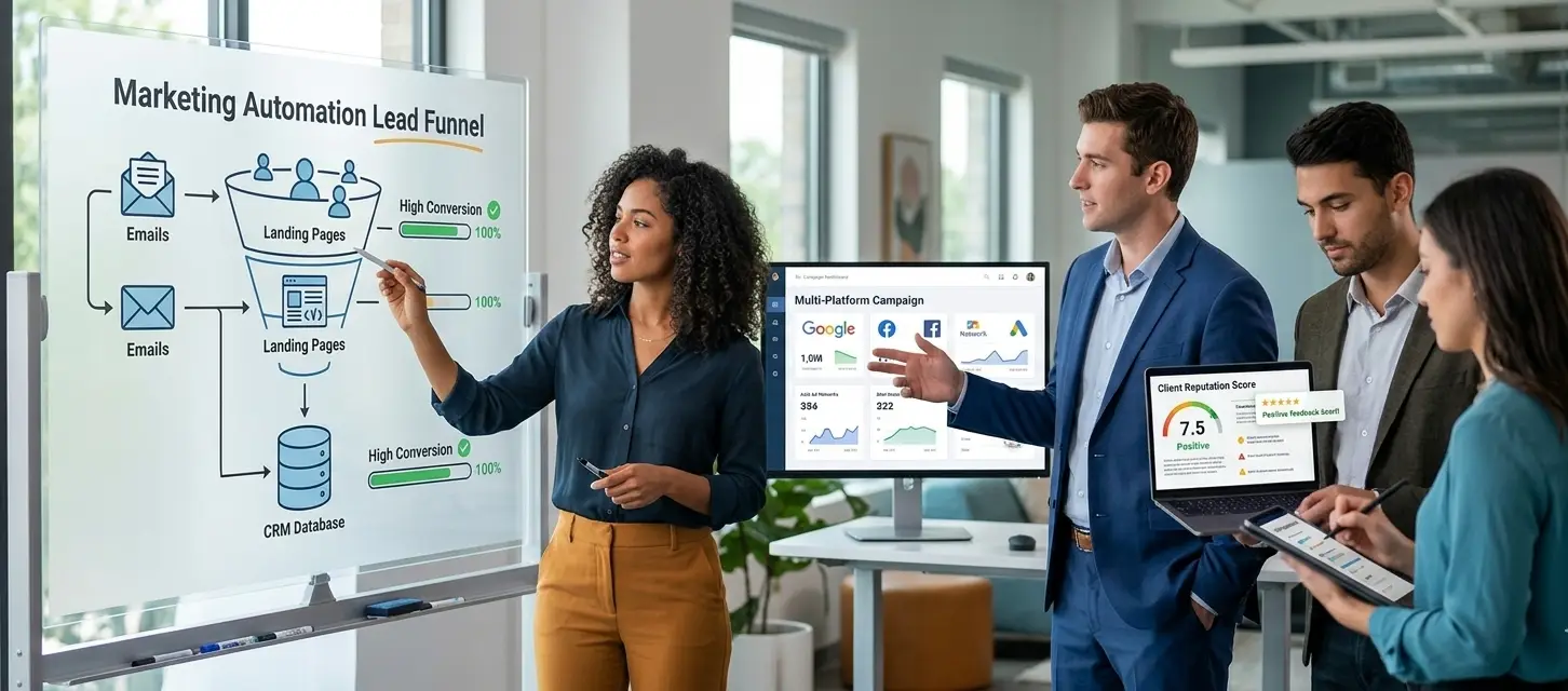 BizGrowPoint team demonstrating marketing automation and sales funnel strategies.